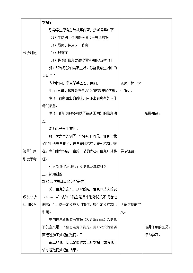 湘教版信息技术七年级上册1.1信息及其特征 教案第2页