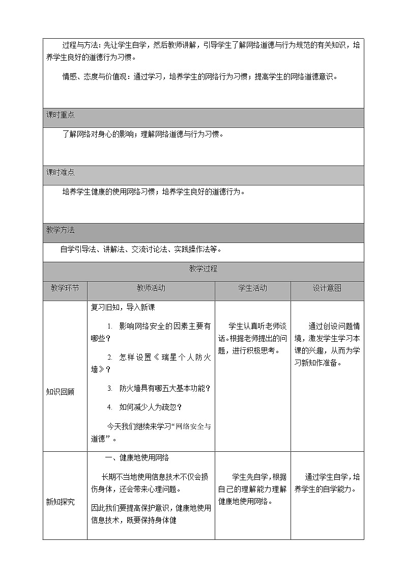人教版 2021 初中信息技术 七年级下册 第一章 活动四  网络安全与道德 （第二课时）教案02