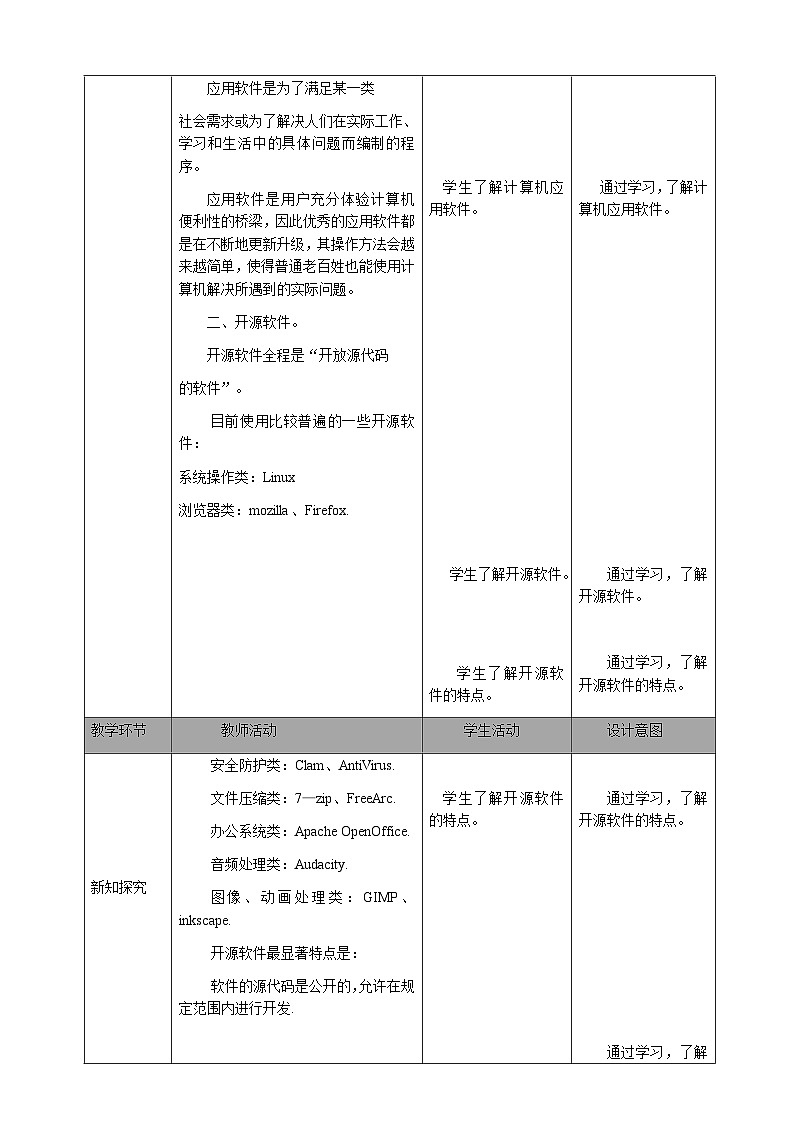 七年级（上）第三章 活动三 计算机软件系统（第一课时）教案第3页