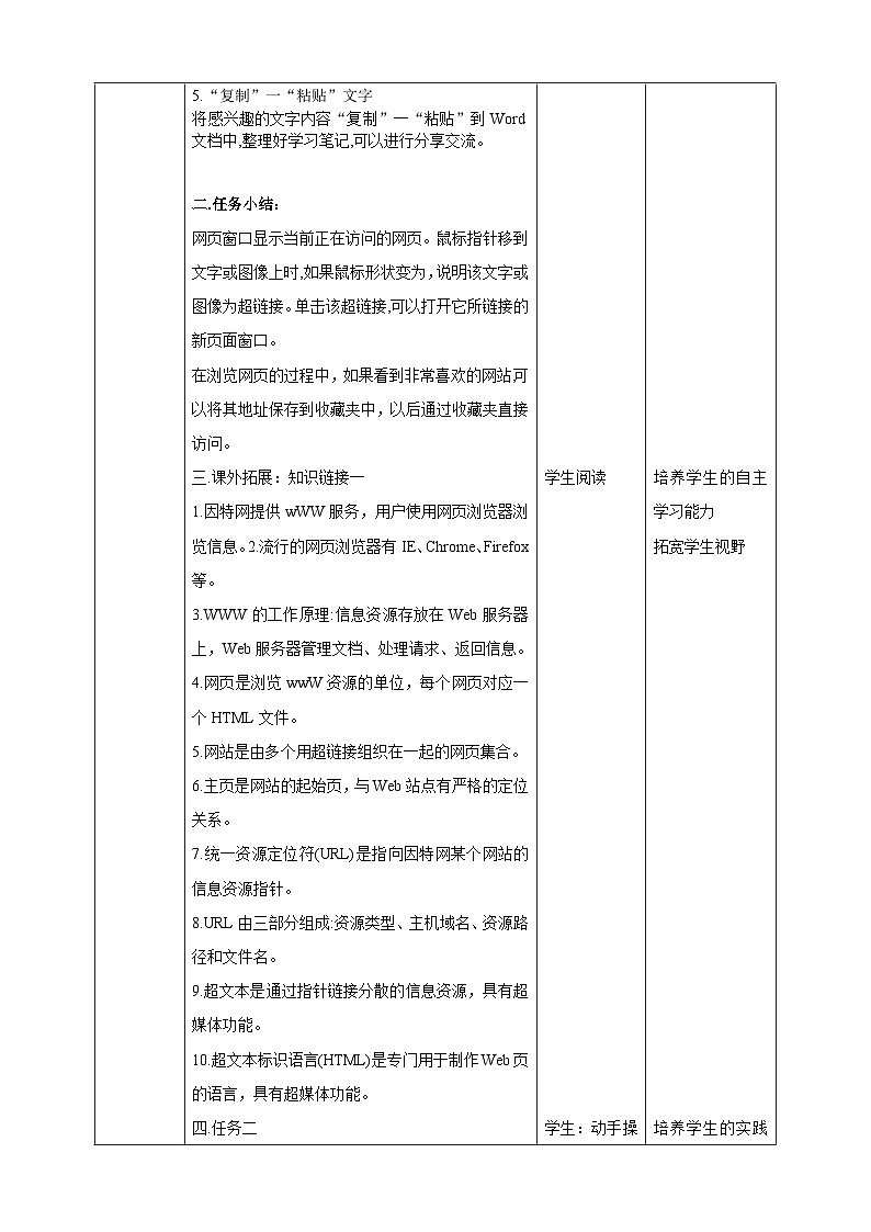 河北大学版信息技术七年级第一册 3.2《利用因特网获取信息》教案第2页