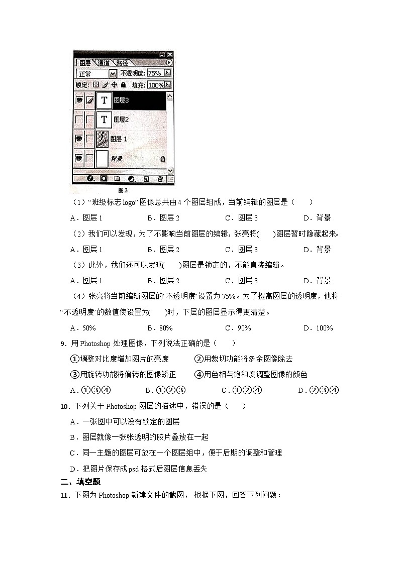 2023年信息技术中考综合复习与提升12：图像处理（Word版，含答案）练习第2页