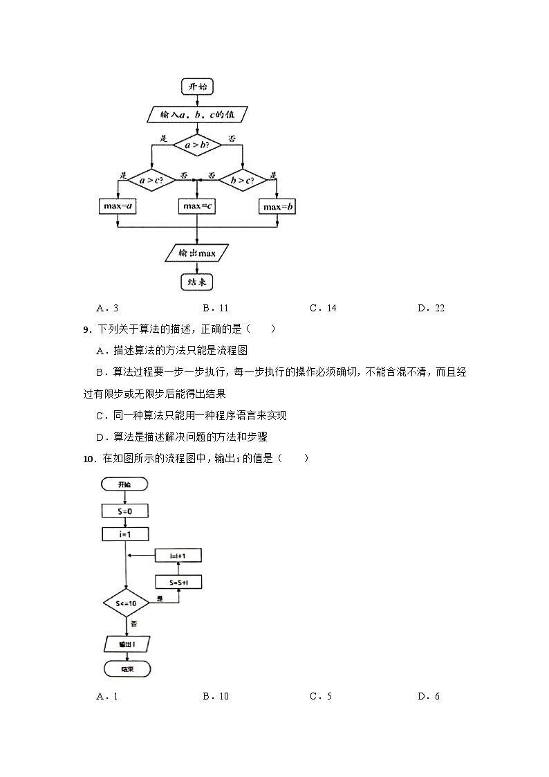 2023年信息技术中考综合复习与提升14：算法与流程图（Word版，含答案）练习03