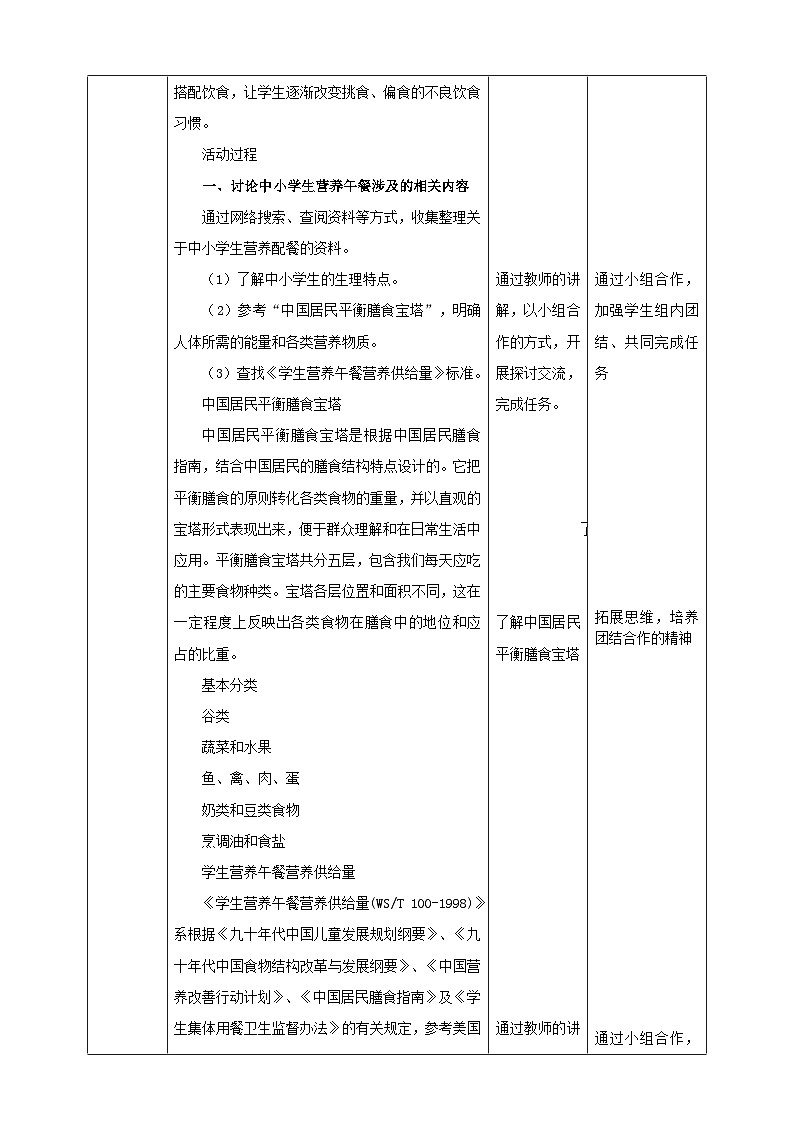 湘教版信息技术七年级下册 第12节 营养午餐研究（一）——编辑与格式化数据表 教案02