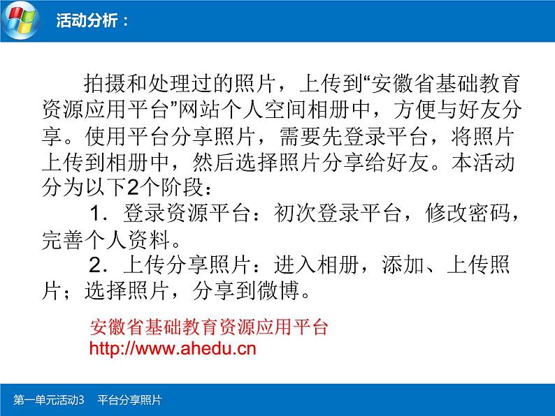 科学版七年级下册信息技术科学版信息技术七下 第一单元 活动三 平台分享照片 PPTPPT课件第2页