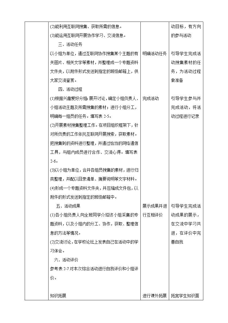2.7综合活动：网上采集信息做研究 教案第2页
