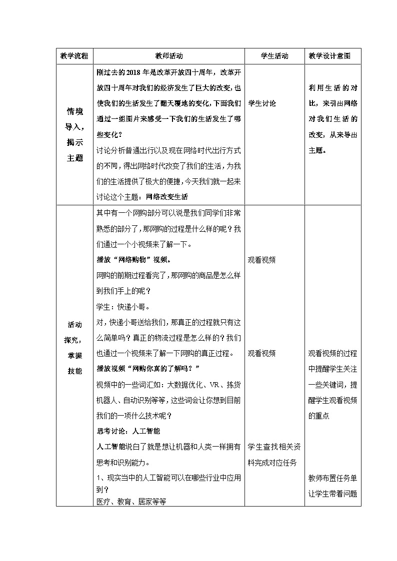 2024秋苏科版初中信息技术八年级全册.1 网络改变生活 教案第2页