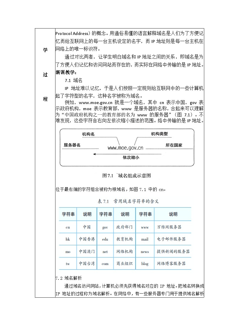 第7课 域名解析换编码 教案 2024-2025学年 义务教育版（2024）七年级全一册信息科技02