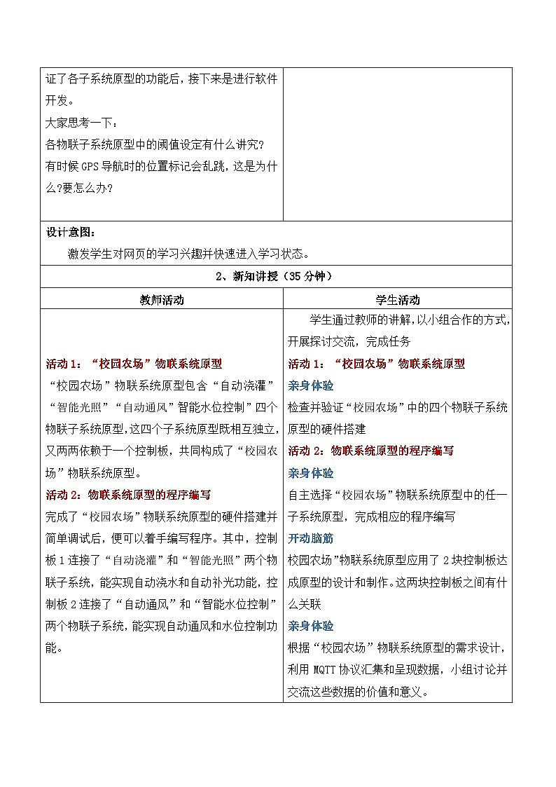 第14课 物联系统原型的程序编写 教学设计第2页