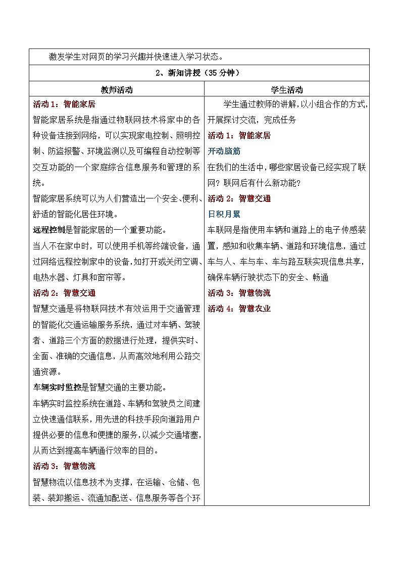 第3课 物联网与生活 教学设计第2页
