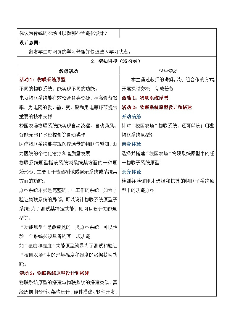 第10课 物联系统原型搭建 教学设计第2页