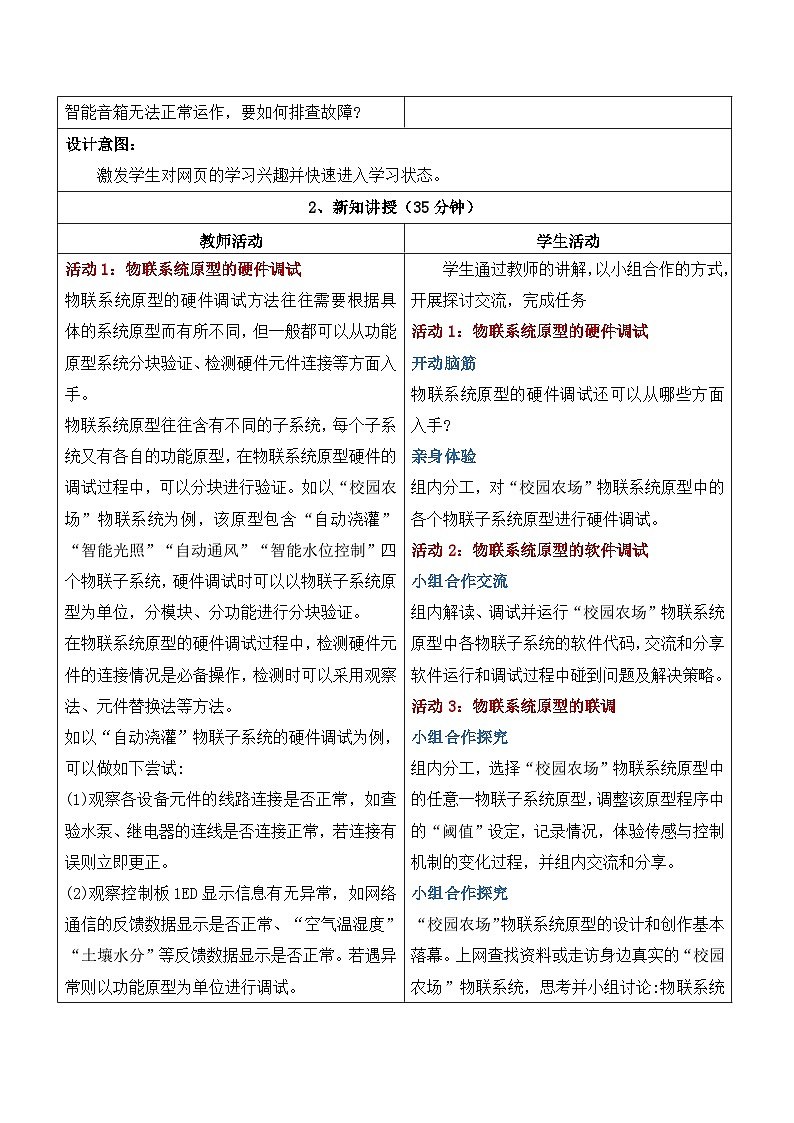 第15课 物联系统原型的运行与调试 教学设计第2页