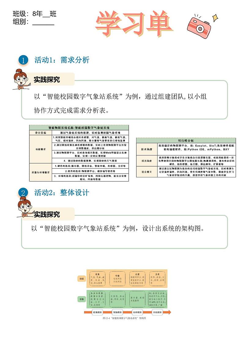 第12课智能物联系统的设计 学习单第1页