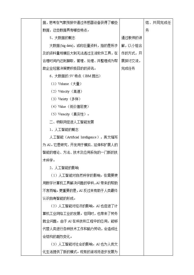 【核心素养目标】电子工业版信息技术八下3.1物联网与人工智能 教案第3页