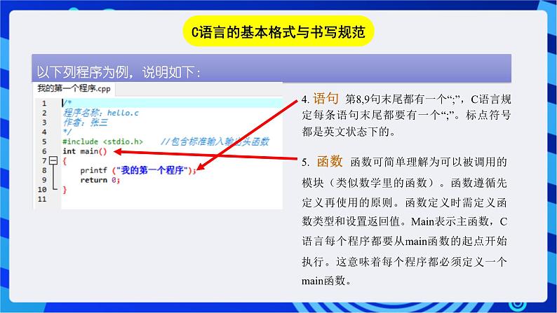 闽教版（2020）信息技术七年级下册 第4课+主题2《编写一个简单的C语言程序》课件第6页