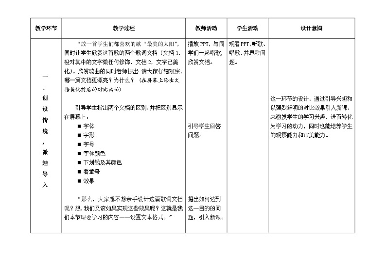 沪科版信息技术七年级下册 2.2《设置文本格式》 教案 (2)第2页