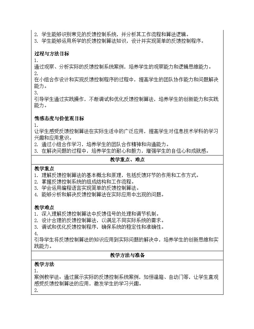 第20课 反馈控制有算法 教学设计 2024—2025学年学人教版（2024）初中信息技术八年级全一册第2页