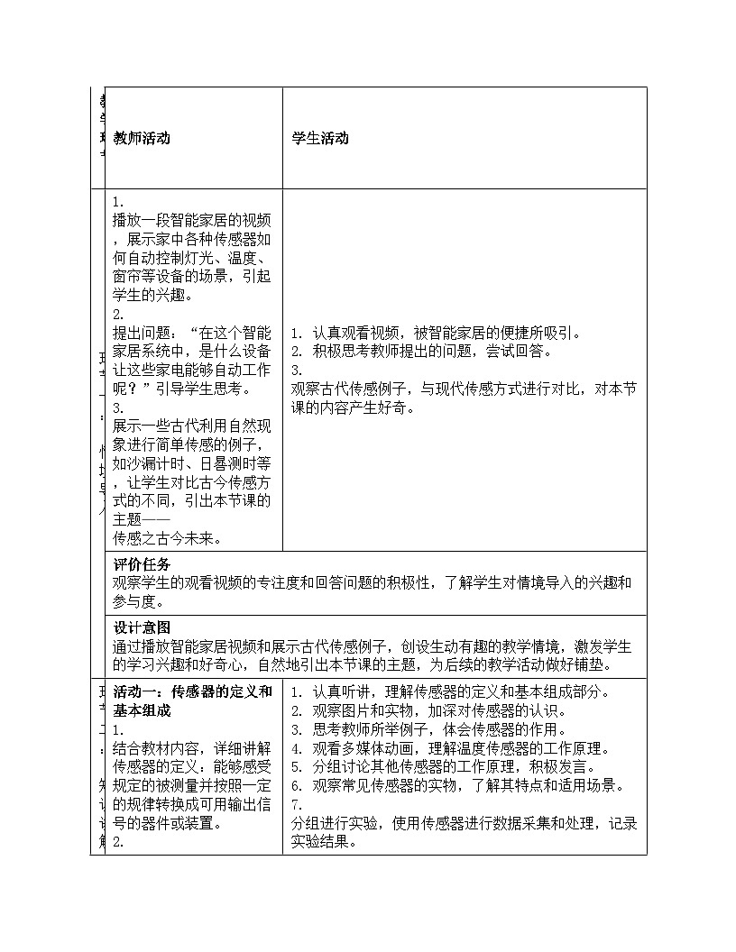 第2课 传感之古今未来 教学设计 2024—2025学年学人教版（2024）初中信息技术八年级全一册第3页