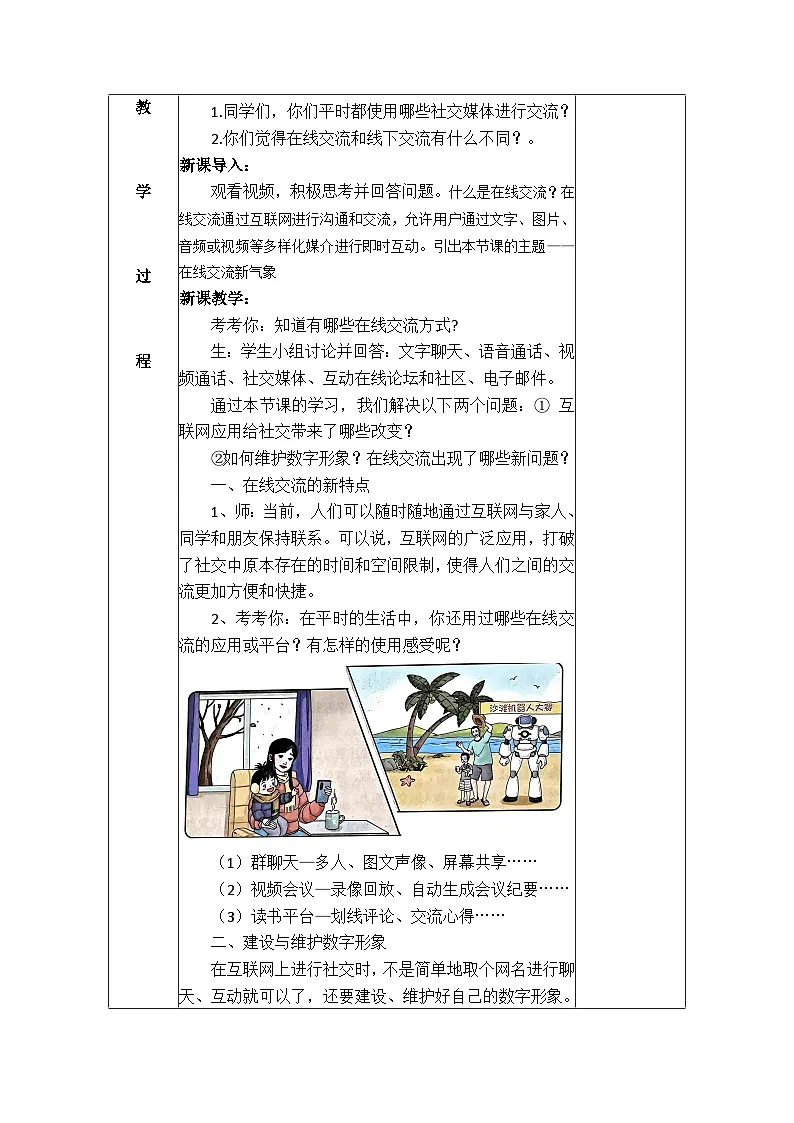 第24课 在线交流新气象 教学设计人教版（2024）初中信息技术七年级全一册第2页