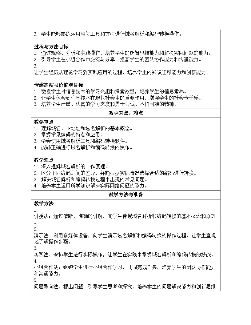 第7课域名解析换编码教学设计人教版（2024）初中信息科技七年级全一册第2页