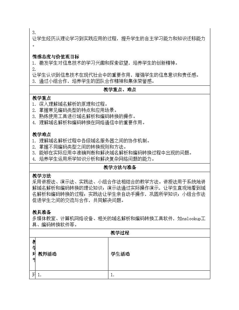 第7课域名解析换编码教学设计人教版（2024）初中信息科技七年级全一册+第2页