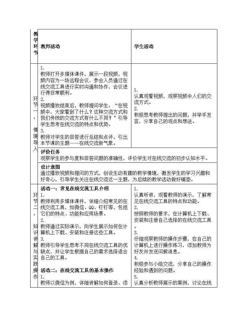 第24课 在线交流新气象 教学设计 人教版（2024）初中信息科技七年级全一册第3页