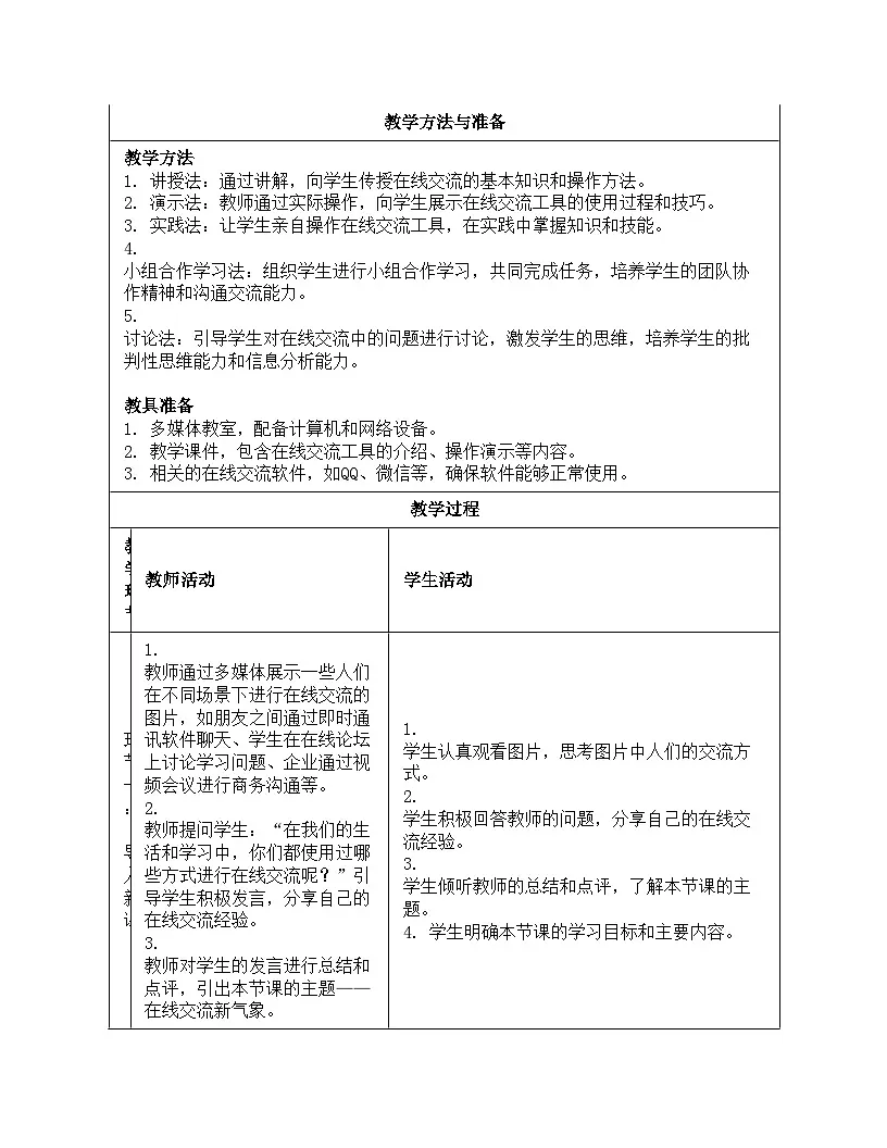 第24课 在线交流新气象 教学设计 人教版（2024）初中信息科技七年级全一册第3页