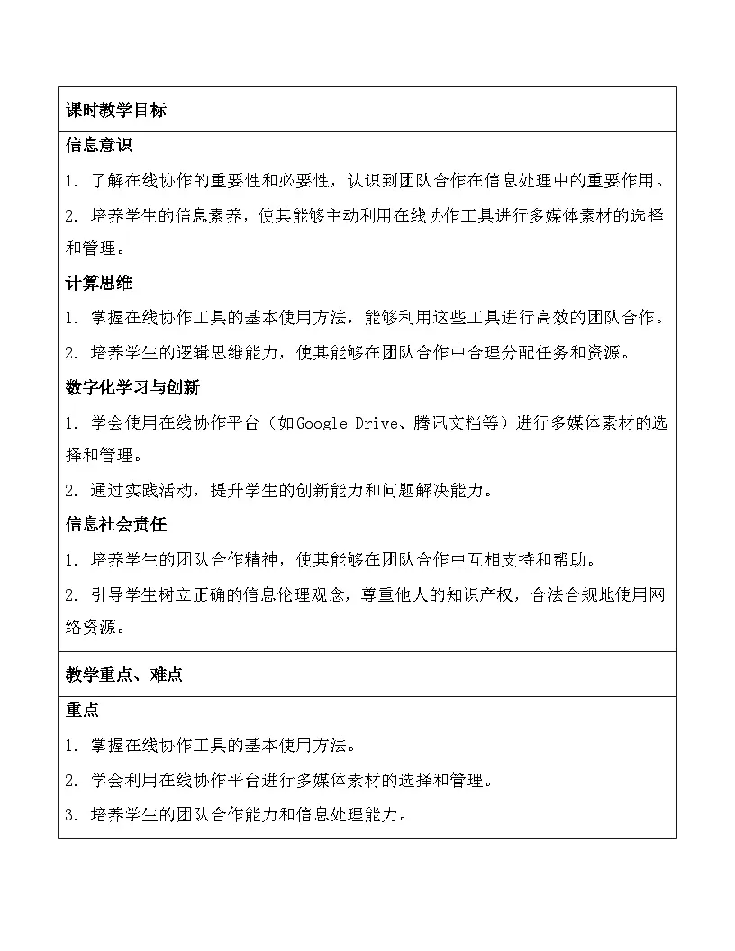 川教版（2024）七年级上册信息科技第二单元第二节在线协作选素材教案第2页