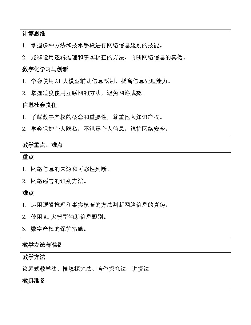 川教版（2024）七年级上册信息科技第三单元第一节科学合理使用网络教案第2页