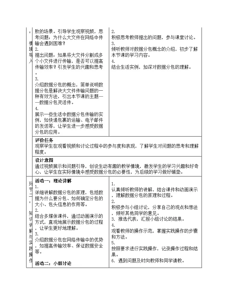 第4课 《数据分包灵活传》教案设计 初中人教版2024 信息技术七年级全一册第3页
