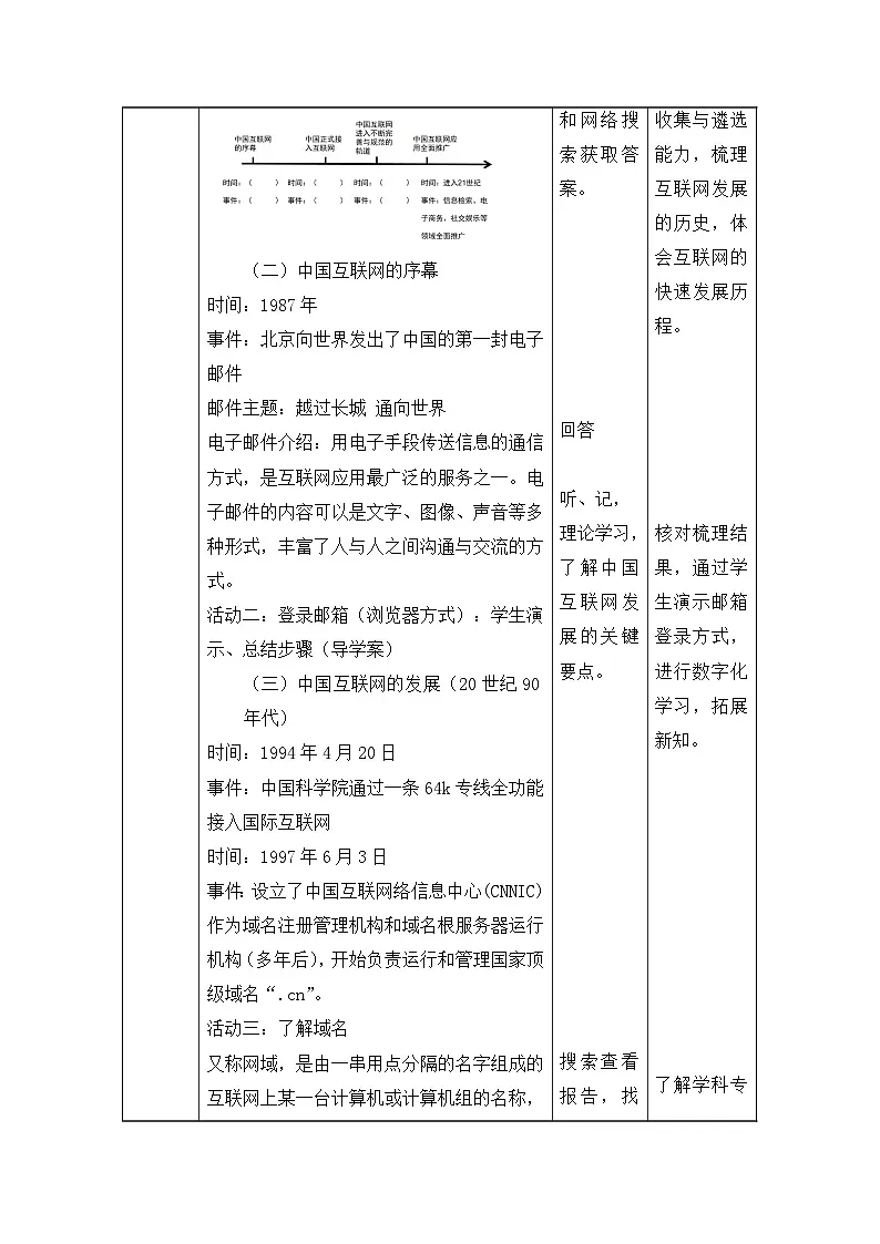 第2课 演进中的中国互联网 教学设计 2025-2026学年七年级上册信息技术浙教版第2页