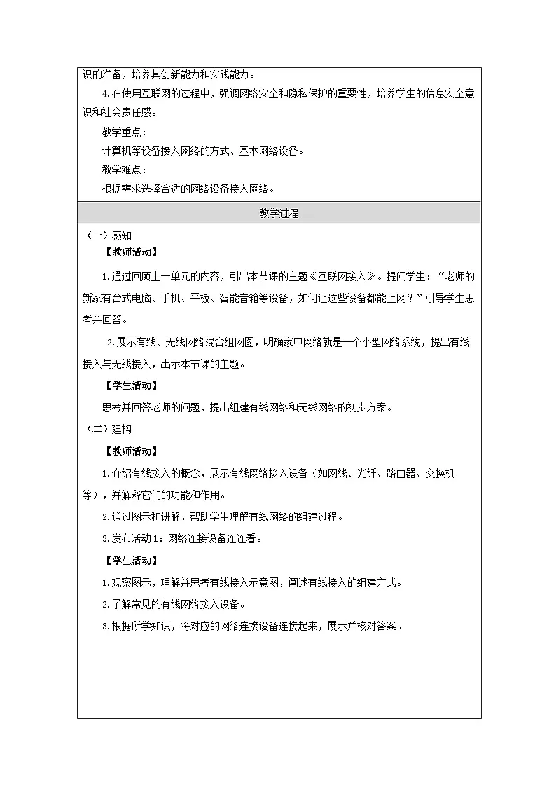 第5课 互联网接入 教学设计 2025-2026学年七年级上册信息技术浙教版第2页