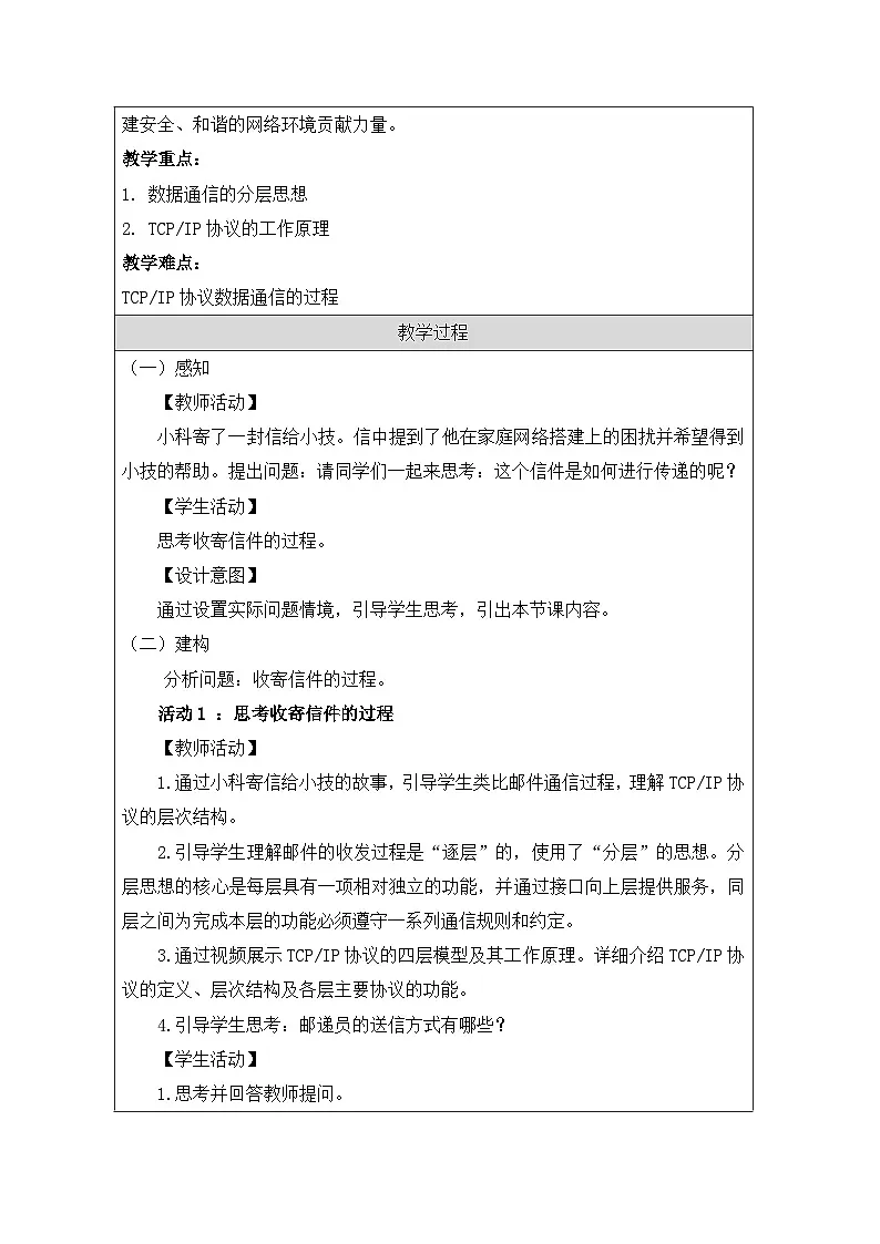 第8课 认识TCPIP 教学设计 2025-2026学年七年级上册信息技术浙教版第2页