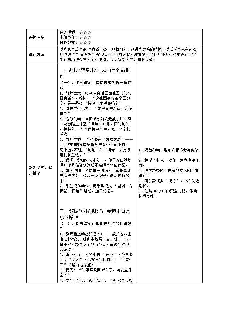 《第2单元 直播网络我来建：9 数据传输有新意》教学设计（表格版）-2025-2026学年人教版(2024)信息技术七年级全册第3页
