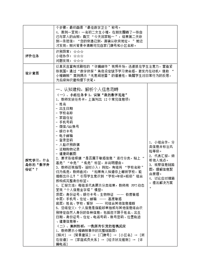 《第6单元 共同守护互联网：27 个人信息防泄漏》教学设计（表格版）-2025-2026学年人教版(2024)信息技术七年级全册第3页