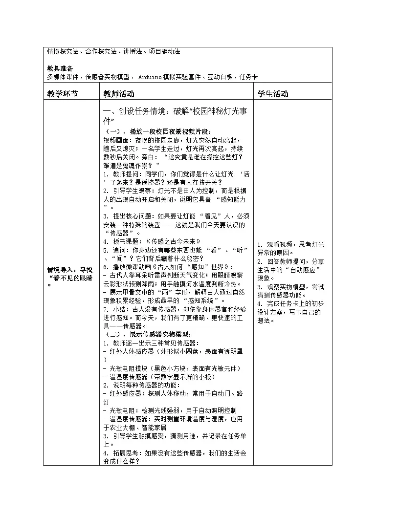 《第1单元 从感知到物联：2 传感之古今未来》教学设计（表格版）-2025-2026学年人教版(2024)信息技术八年级全册第2页