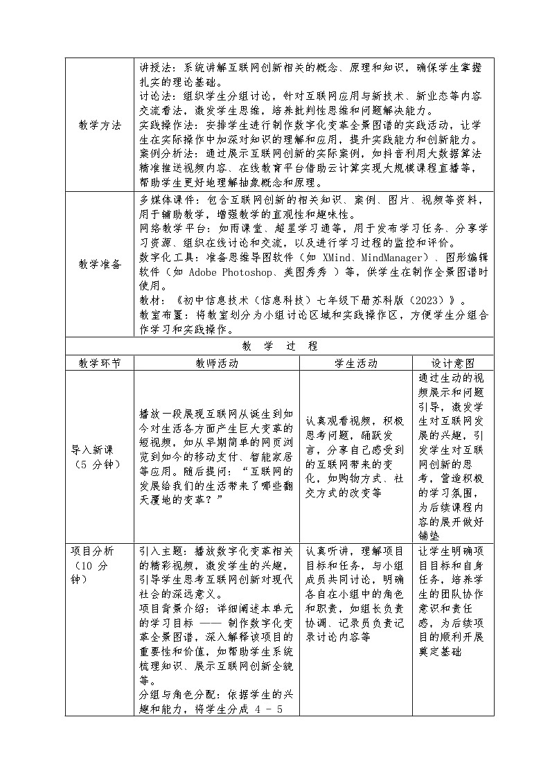 第六单元项目开展教学设计苏科版（2023）初中信息技术七年级下册第2页