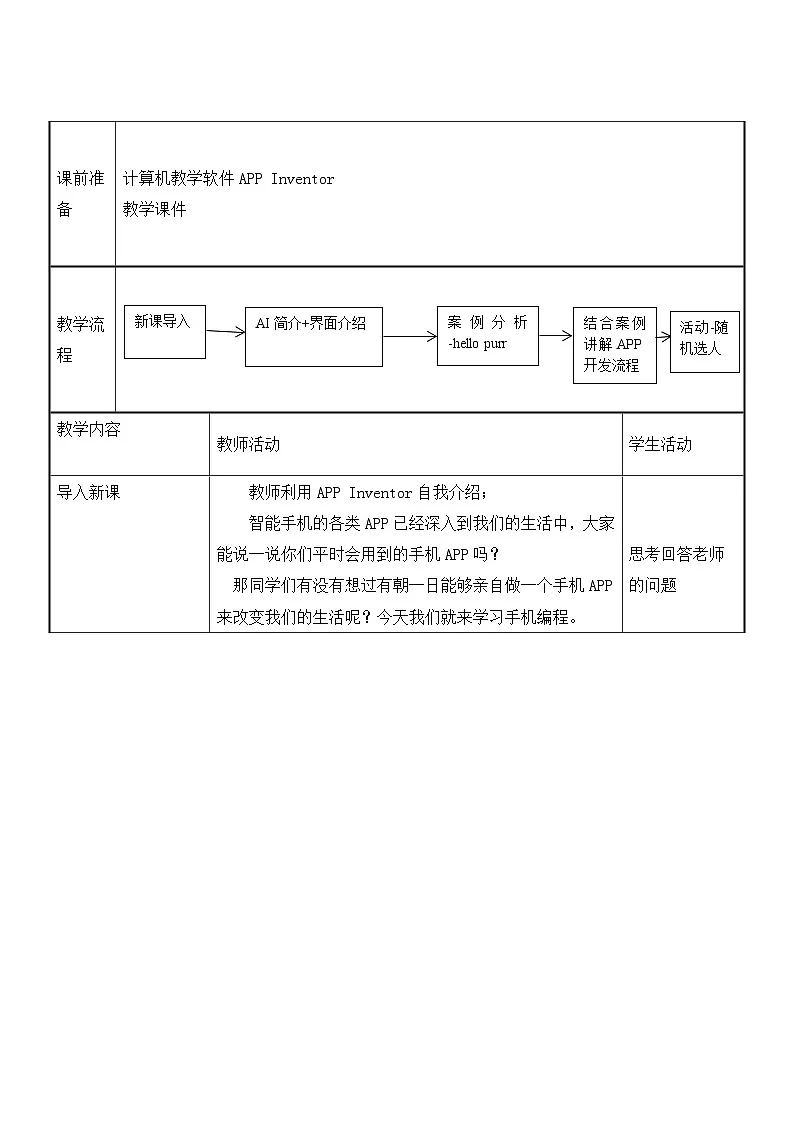 3.1 App Inventor 初步 教案 重大版（2019）初中信息技术八年级下册第2页