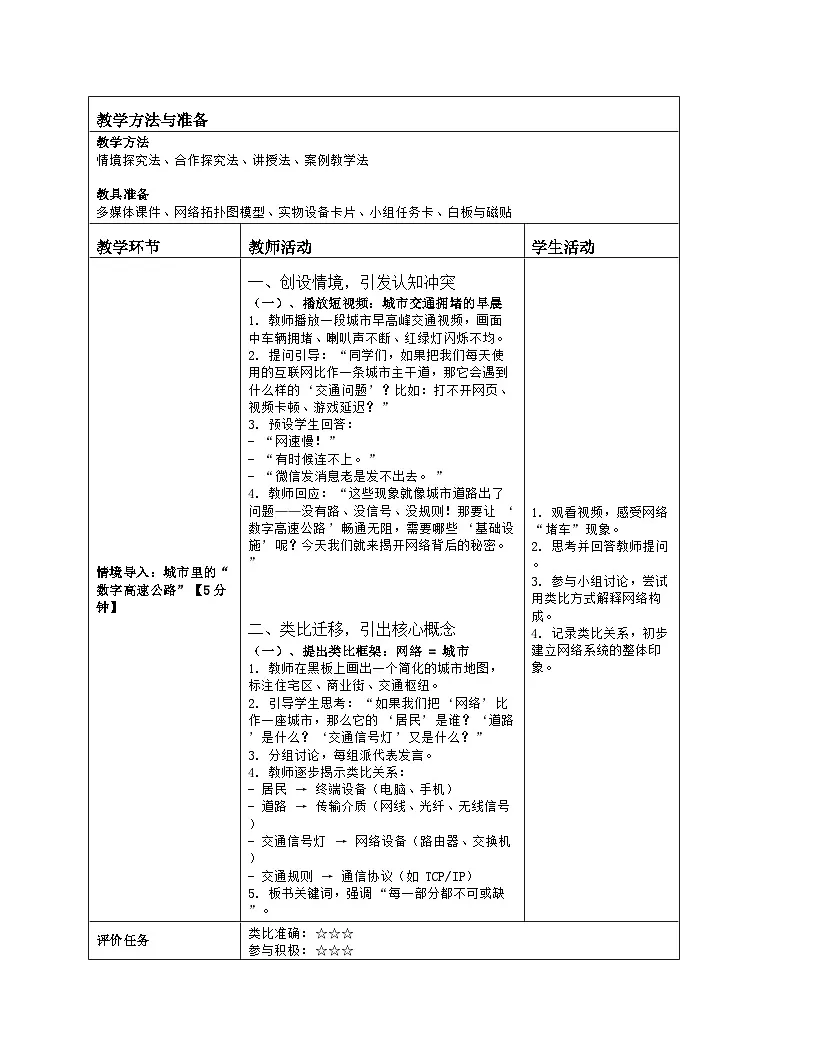 《11 构成网络的基本要素》教学设计（表格版）-2025-2026学年河大版（2024）信息科技七年级全一册第2页