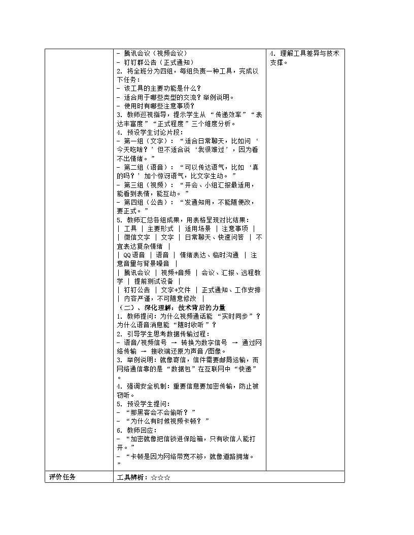 《第一单元 互联网应用：3 在线交流》教学设计（表格版）-2025-2026学年浙教版（2023）信息技术八年级上册第3页
