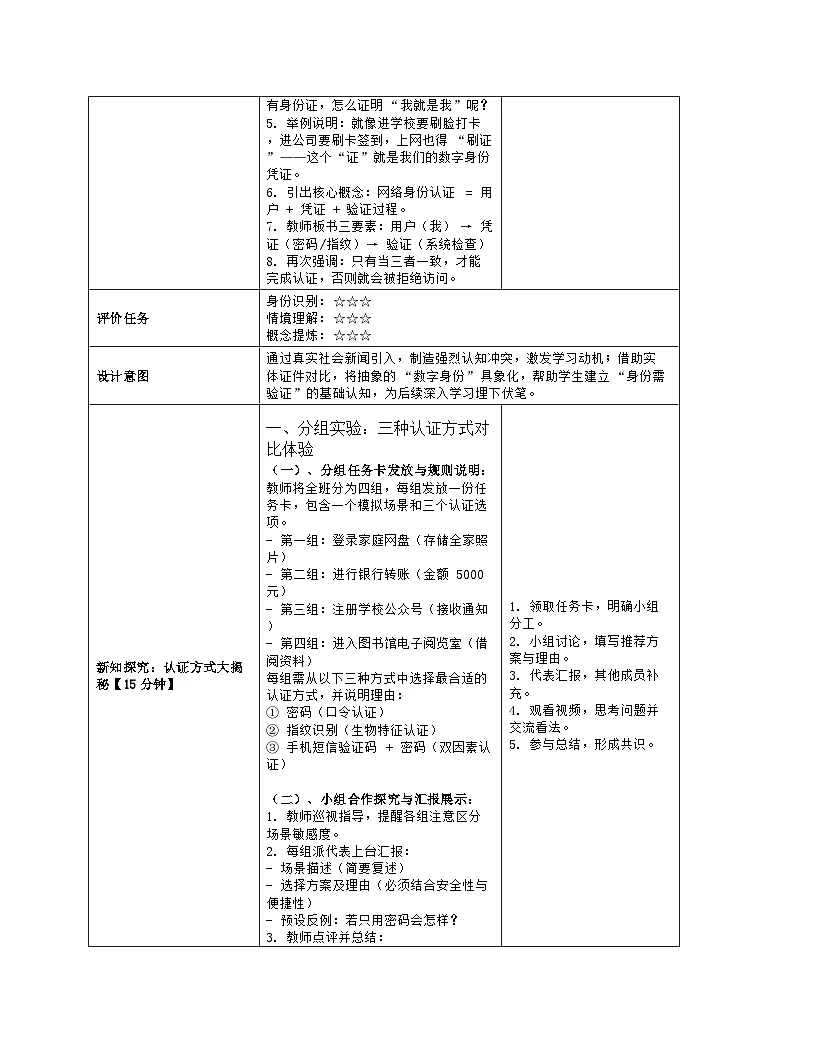 《第三单元 互联网与物联网的安全：14 网络身份认证》教学设计（表格版）-2025-2026学年浙教版（2023）信息技术八年级上册第3页