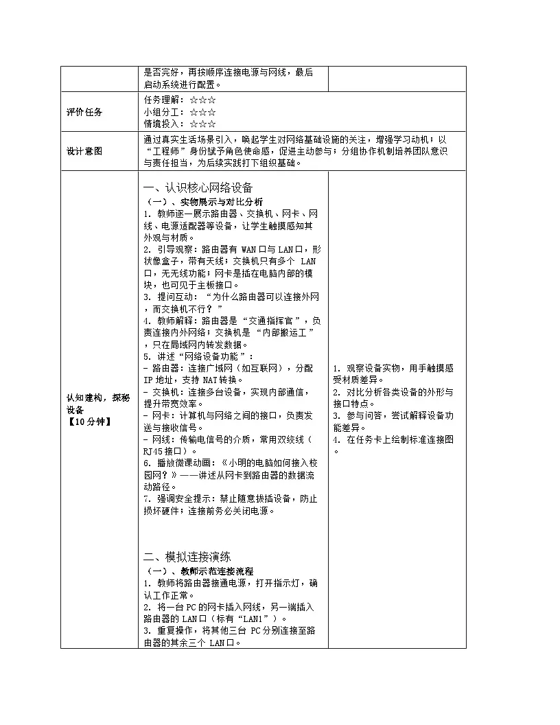 《第二单元 探秘互联网：10 小型网络的搭建》教学设计（表格版）-2025-2026学年浙教版（2023）信息技术七年级上册第3页