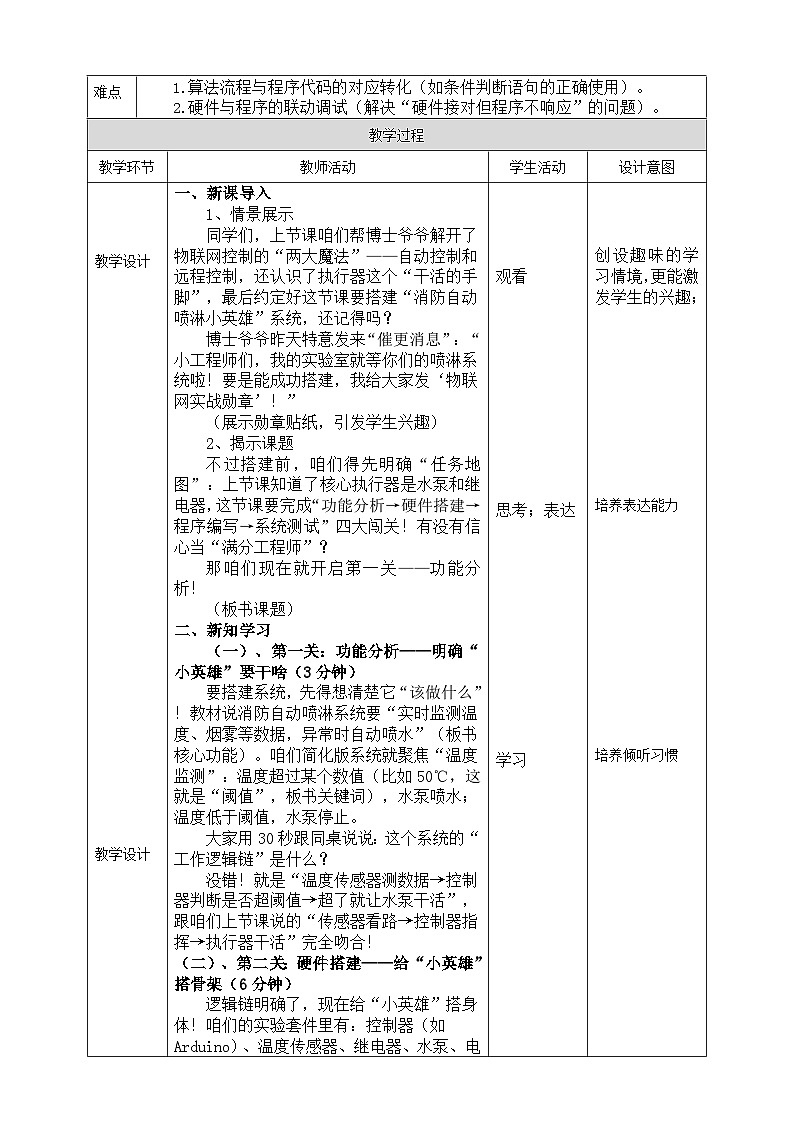 【核心素养目标】八年级上册信息技术第二单元第3节《物联网控制反馈》第2课时川教版2024 教案第2页