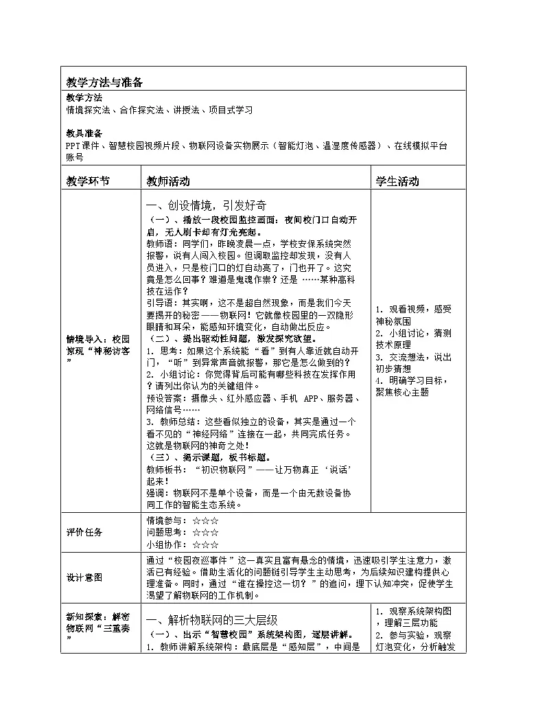 《第一单元 万物互联的奥秘：2 初识物联网》教学设计（表格版）-2025-2026学年川教版(2024)信息技术八年级上册第2页