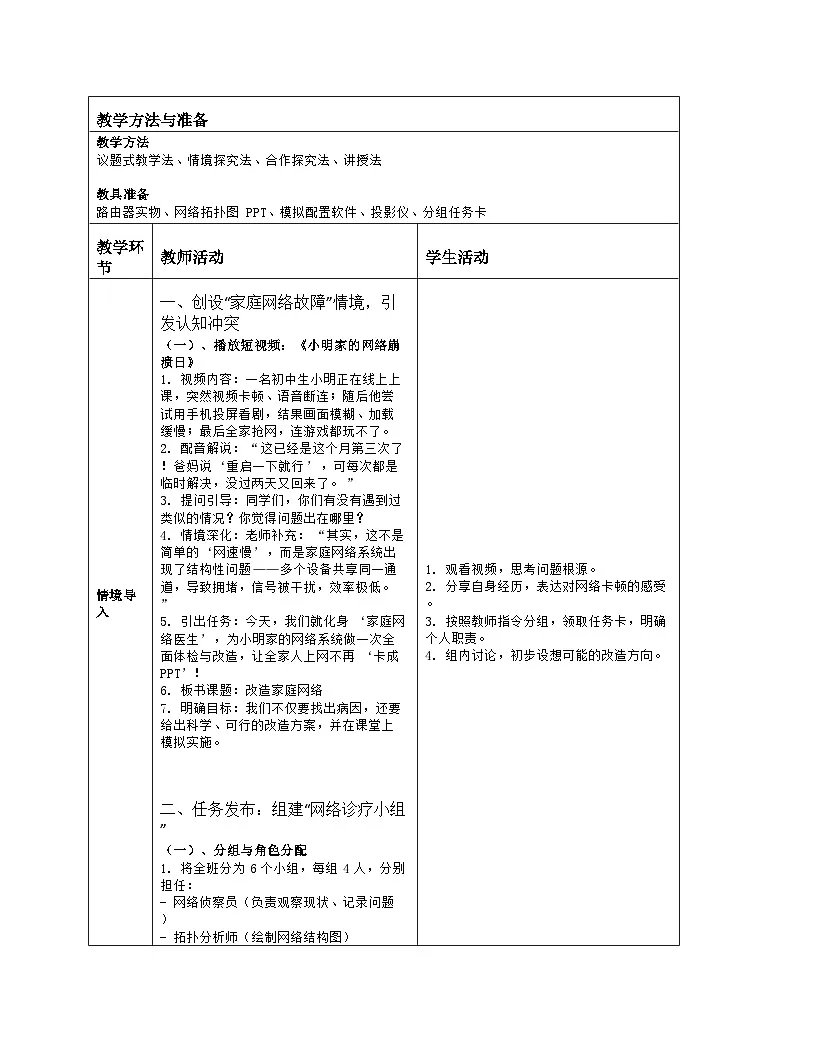 《第一单元 改造家庭网络系统：2 改造家庭网络》教学设计（表格版）-2025-2026学年川教版(2024)信息技术七年级上册第2页