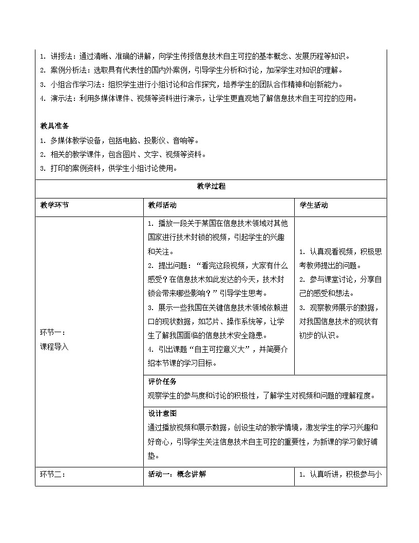 人教版（2024）八年级全一册信息科技第29课《自主可控意义大》教案第3页