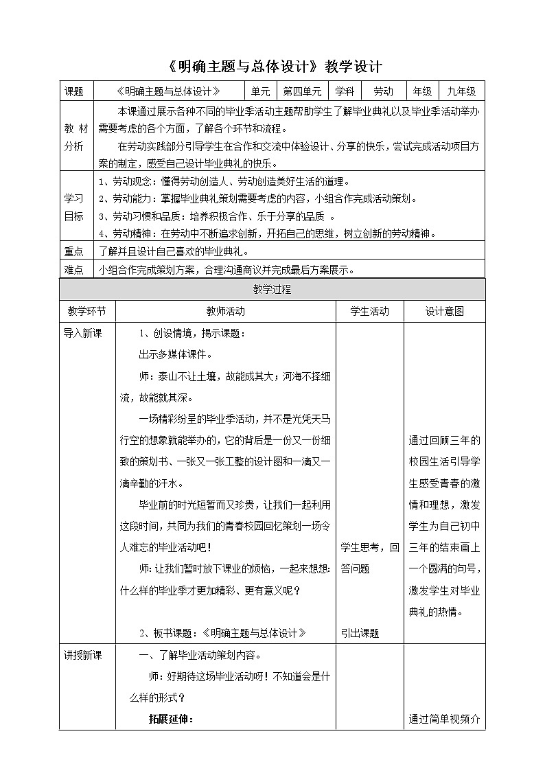 项目四任务一《明确主题与总体设计》教案第1页