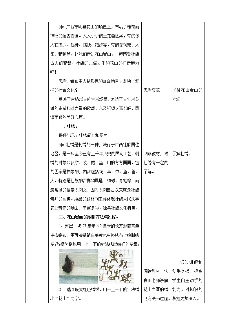 【湘教版】初中劳技  第17课《绣制花山岩画》课件+教案02