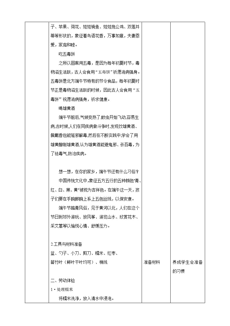 【核心素养目标】人教版七下劳技  项目二《包粽子》课件+教案03
