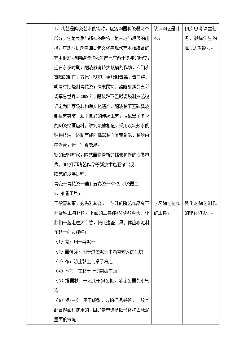 【湘人版劳动实践】七年级下册任务四项目1《进入陶艺世界》(1)第2页
