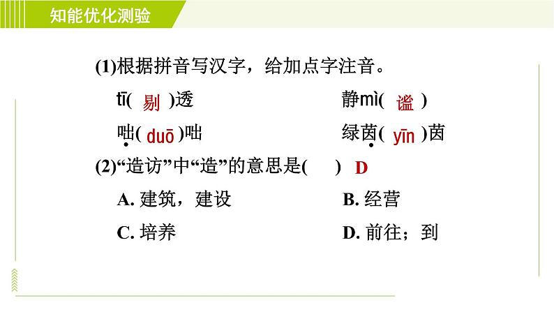 部编版七年级上册语文习题课件 第1单元3. 雨的四季06